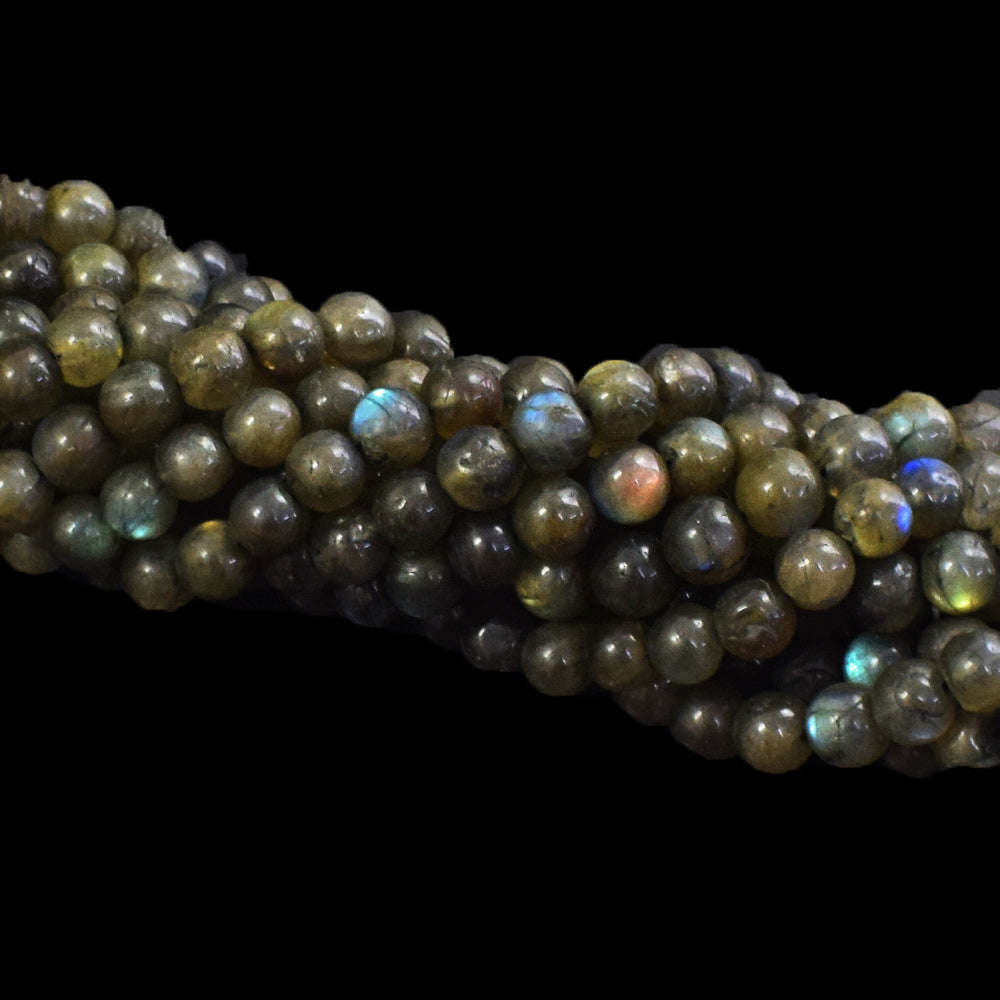 gemsmore:1 pc 08mm Labradorite Drilled Beads Strand 14  Inches