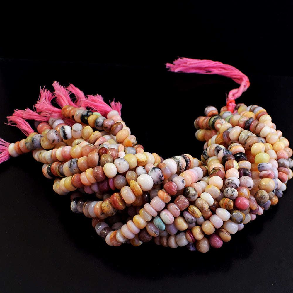 gemsmore:1 pc 09-10mm Pink Australian Opal  Drilled Beads Strand 13 inches gemsmore:1 pc 09-10mm Pink Australian Opal  Drilled Beads Strand 13 inches