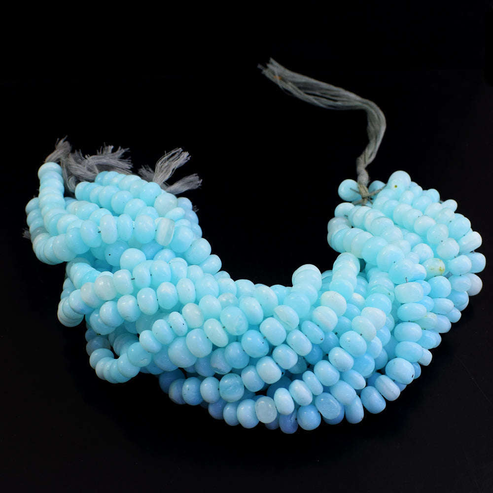 gemsmore:1 pc 10-11mm Blue Opal Drilled Beads Strand 13 inches gemsmore:1 pc 10-11mm Blue Opal Drilled Beads Strand 13 inches