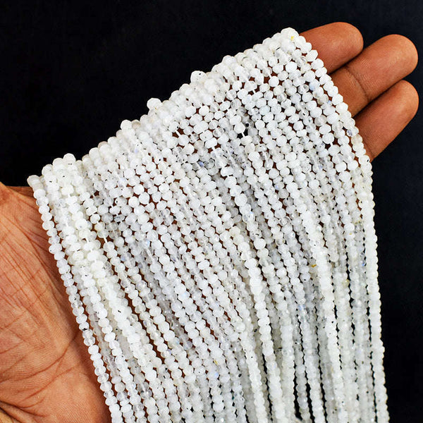 gemsmore:1 pc 3-4mm Faceted Moonstone Drilled Beads Strand 13 inches