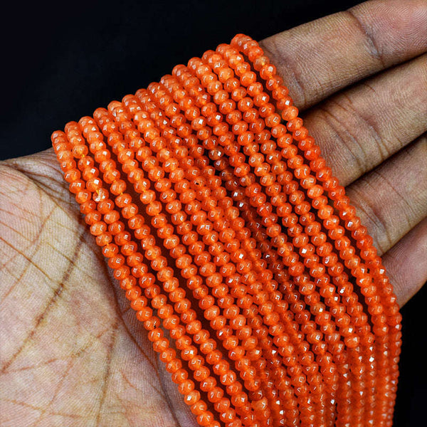 gemsmore:1 pc 3-4mm Faceted Onyx Drilled Beads Strand 13 inches