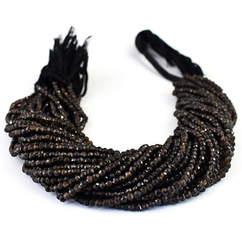 gemsmore:1 pc 3-4mm Faceted Smoky Quartz Drilled Beads Strand 13 inches gemsmore:1 pc 3-4mm Faceted Smoky Quartz Drilled Beads Strand 13 inches