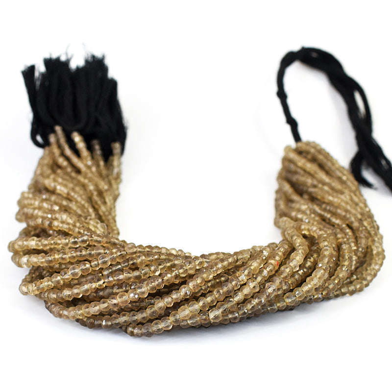 gemsmore:1 pc 3-4mm Faceted Smoky Quartz Drilled Beads Strand 13 inches gemsmore:1 pc 3-4mm Faceted Smoky Quartz Drilled Beads Strand 13 inches