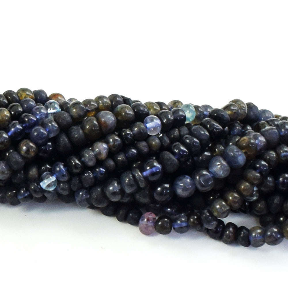 gemsmore:1 pc 4-5mm Iolite Drilled Beads Strand 10  Inches gemsmore:1 pc 4-5mm Iolite Drilled Beads Strand 10  Inches