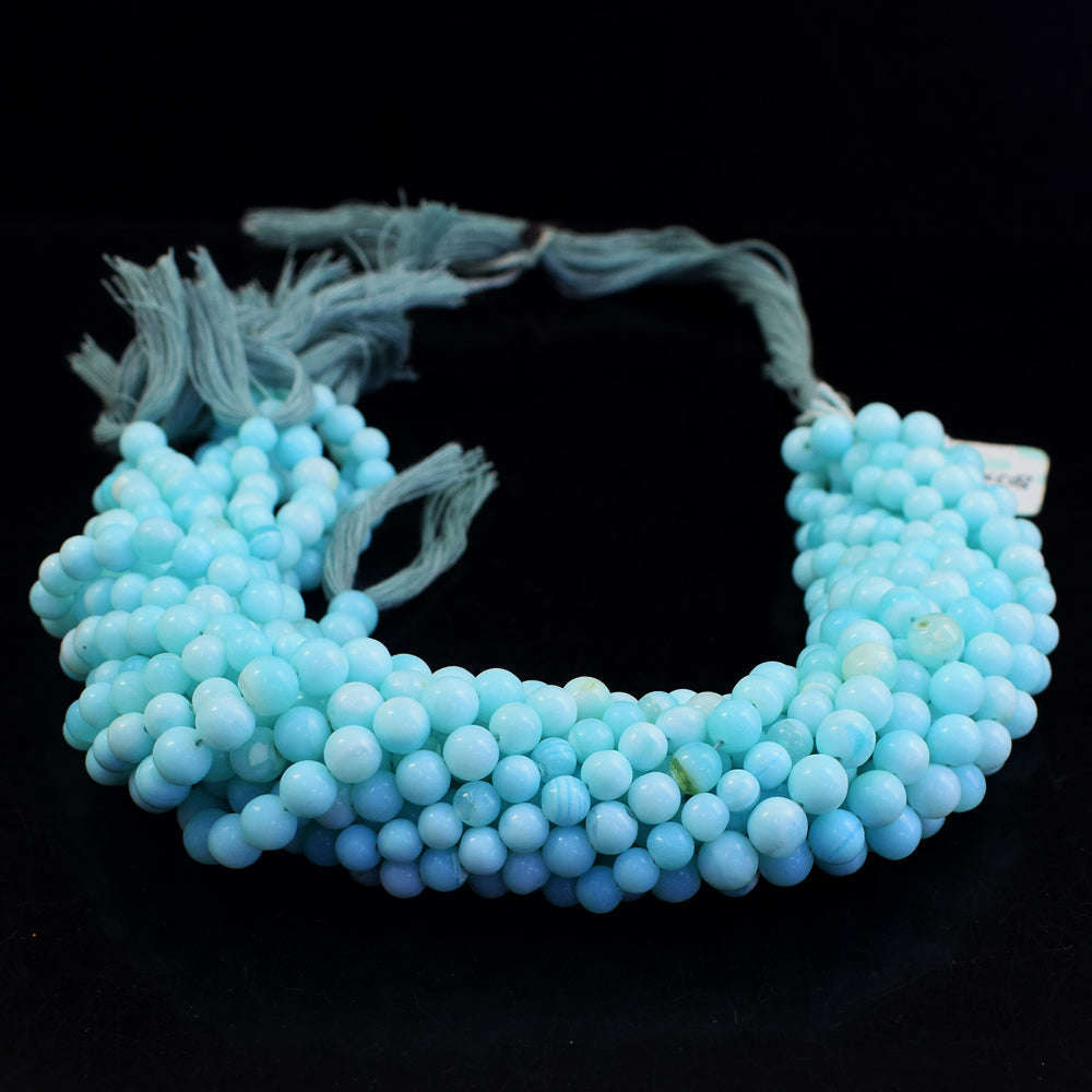 gemsmore:1 pc 5-6mm Blue Opal Drilled Beads Strand 13  Inches gemsmore:1 pc 5-6mm Blue Opal Drilled Beads Strand 13  Inches