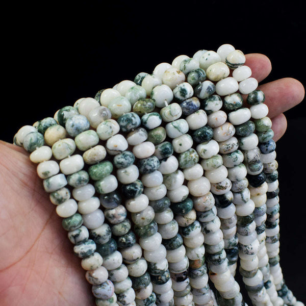 gemsmore:1 pc 8-9mm Tree Agate Drilled Beads Strand 13 inches