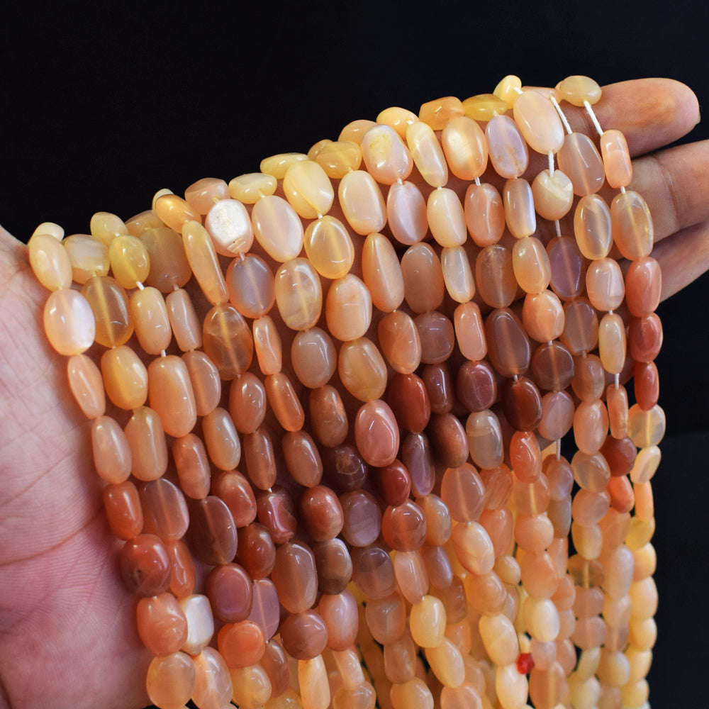 gemsmore:1 pc 9-12mm Peach Moonstone Drilled Beads Strand 16  Inches gemsmore:1 pc 9-12mm Peach Moonstone Drilled Beads Strand 16  Inches