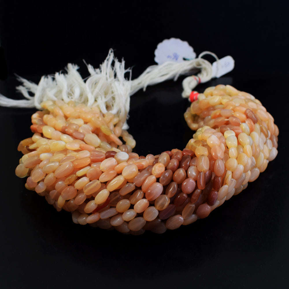 gemsmore:1 pc 9-12mm Peach Moonstone Drilled Beads Strand 16  Inches gemsmore:1 pc 9-12mm Peach Moonstone Drilled Beads Strand 16  Inches