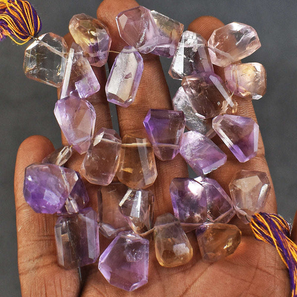 gemsmore:243 Carats Genuine Ametrine Faceted Beads Strand Of 08 Inches