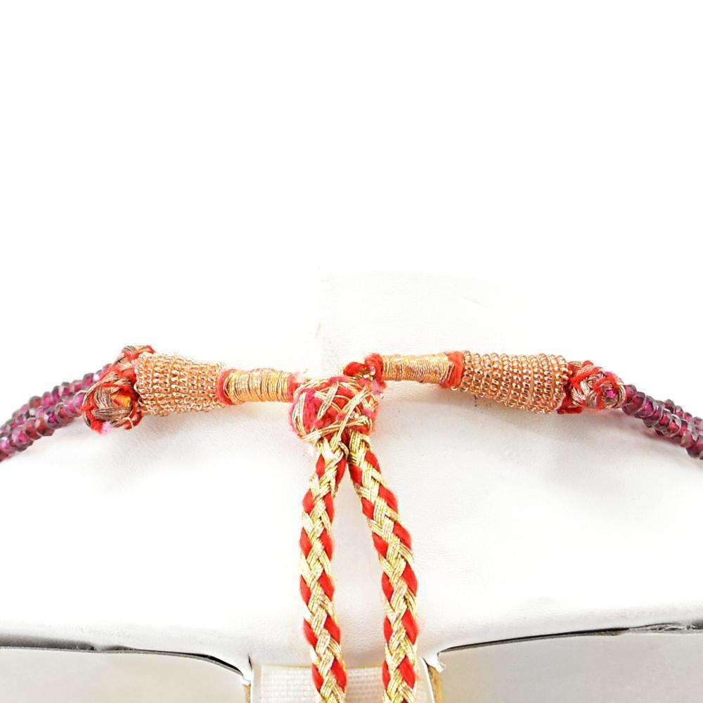 gemsmore:3 Line Red Garnet Necklace Natural Round Shape Faceted Beads gemsmore:3 Line Red Garnet Necklace Natural Round Shape Faceted Beads