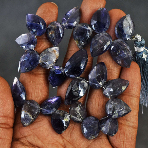 gemsmore:Amazing 162 Carats 08 Inches Genuine Iolite Faceted Beads Strand