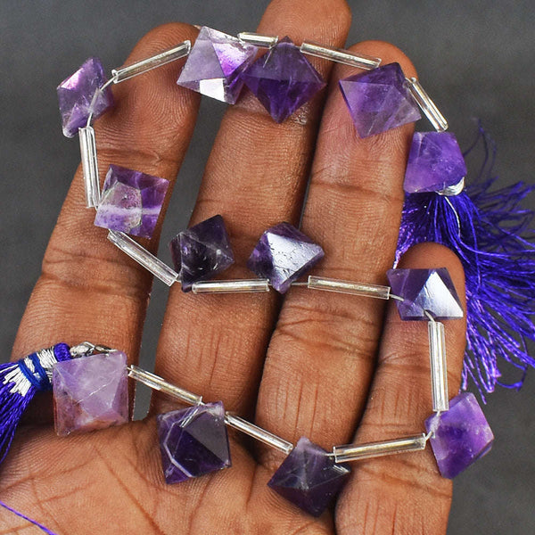 gemsmore:Amazing 69 Carats Genuine Ametrine Beads Strand Of 10"