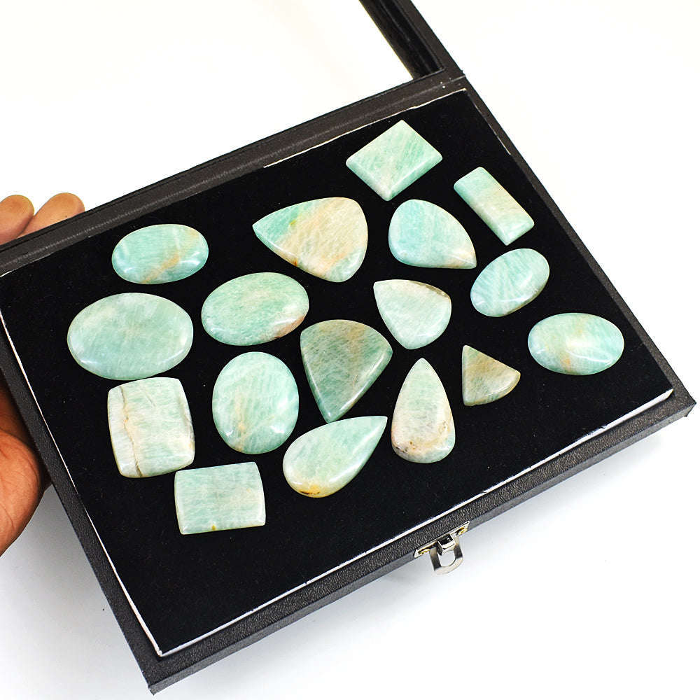 gemsmore:Amazing Amazonite  Untreated Gemstone Cabochon Lot gemsmore:Amazing Amazonite  Untreated Gemstone Cabochon Lot