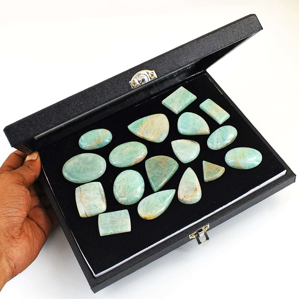 gemsmore:Amazing Amazonite  Untreated Gemstone Cabochon Lot gemsmore:Amazing Amazonite  Untreated Gemstone Cabochon Lot