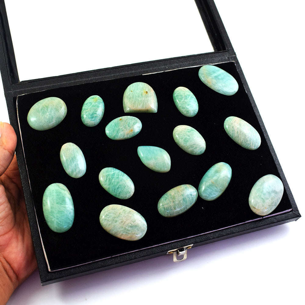 gemsmore:Amazing Amazonite  Untreated Gemstone Cabochon Lot gemsmore:Amazing Amazonite  Untreated Gemstone Cabochon Lot