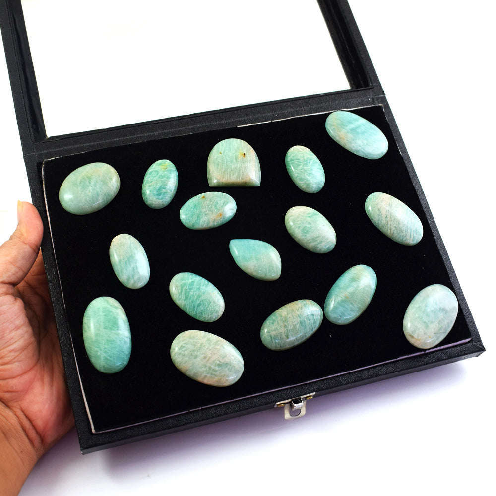 gemsmore:Amazing Amazonite  Untreated Gemstone Cabochon Lot gemsmore:Amazing Amazonite  Untreated Gemstone Cabochon Lot