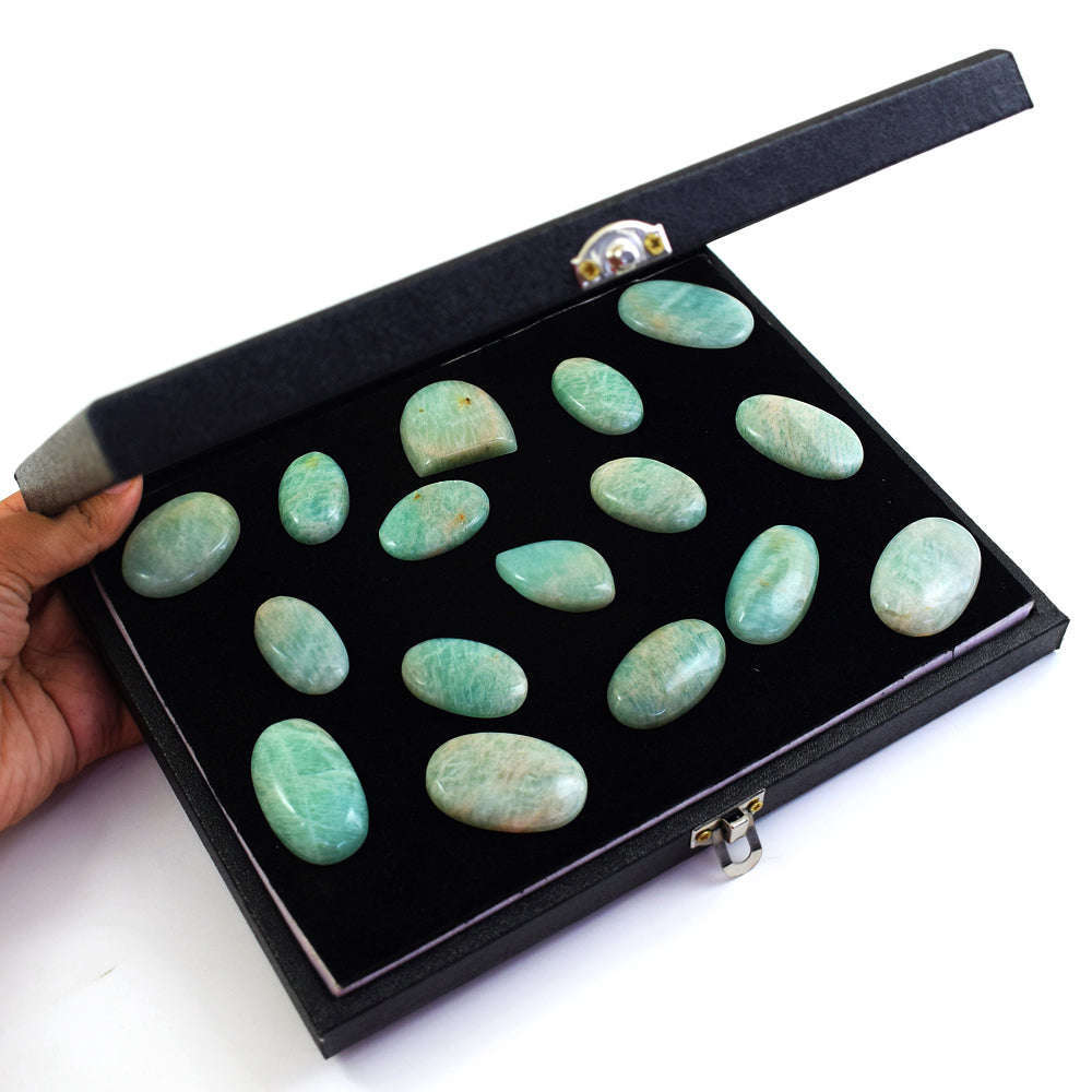 gemsmore:Amazing Amazonite  Untreated Gemstone Cabochon Lot gemsmore:Amazing Amazonite  Untreated Gemstone Cabochon Lot