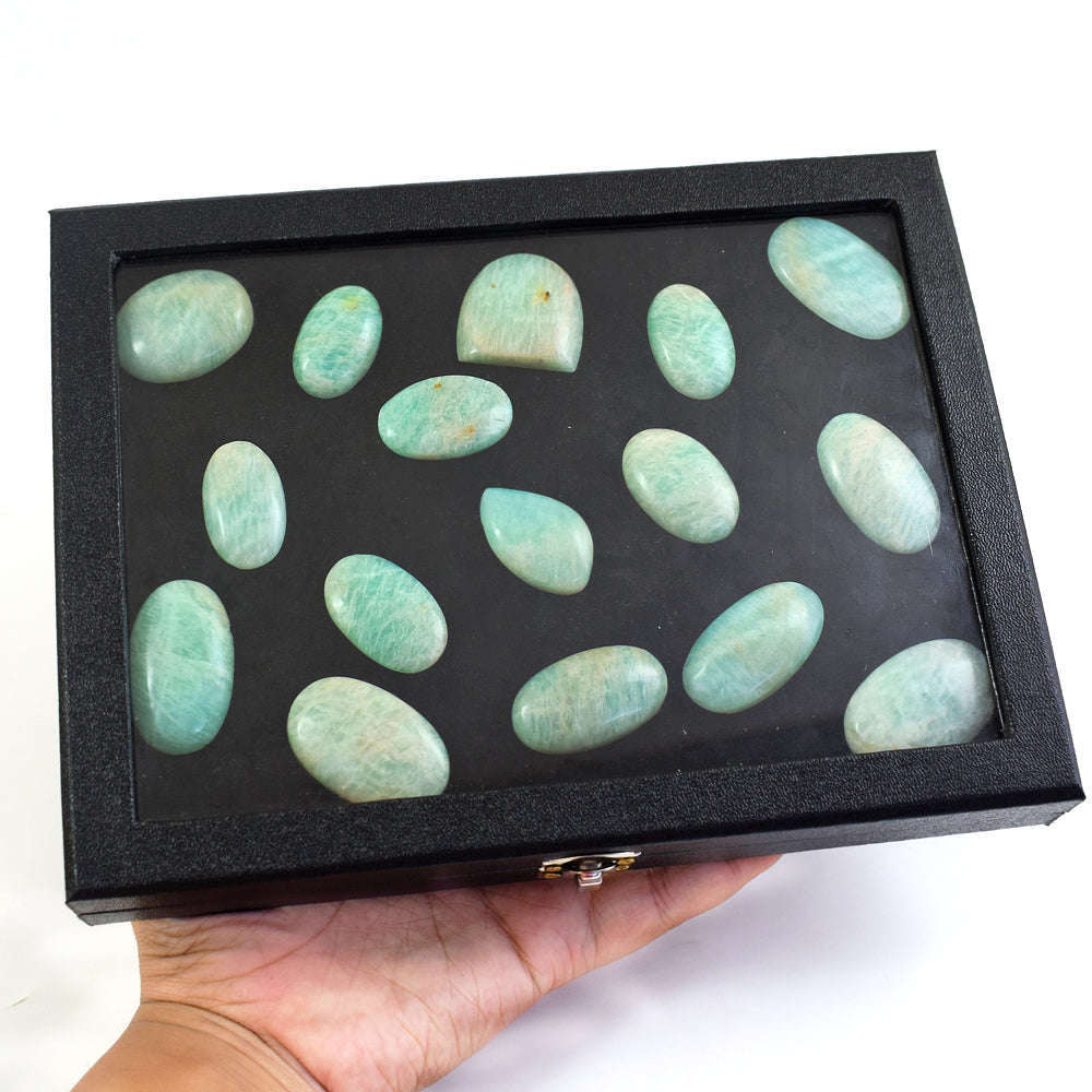 gemsmore:Amazing Amazonite  Untreated Gemstone Cabochon Lot gemsmore:Amazing Amazonite  Untreated Gemstone Cabochon Lot