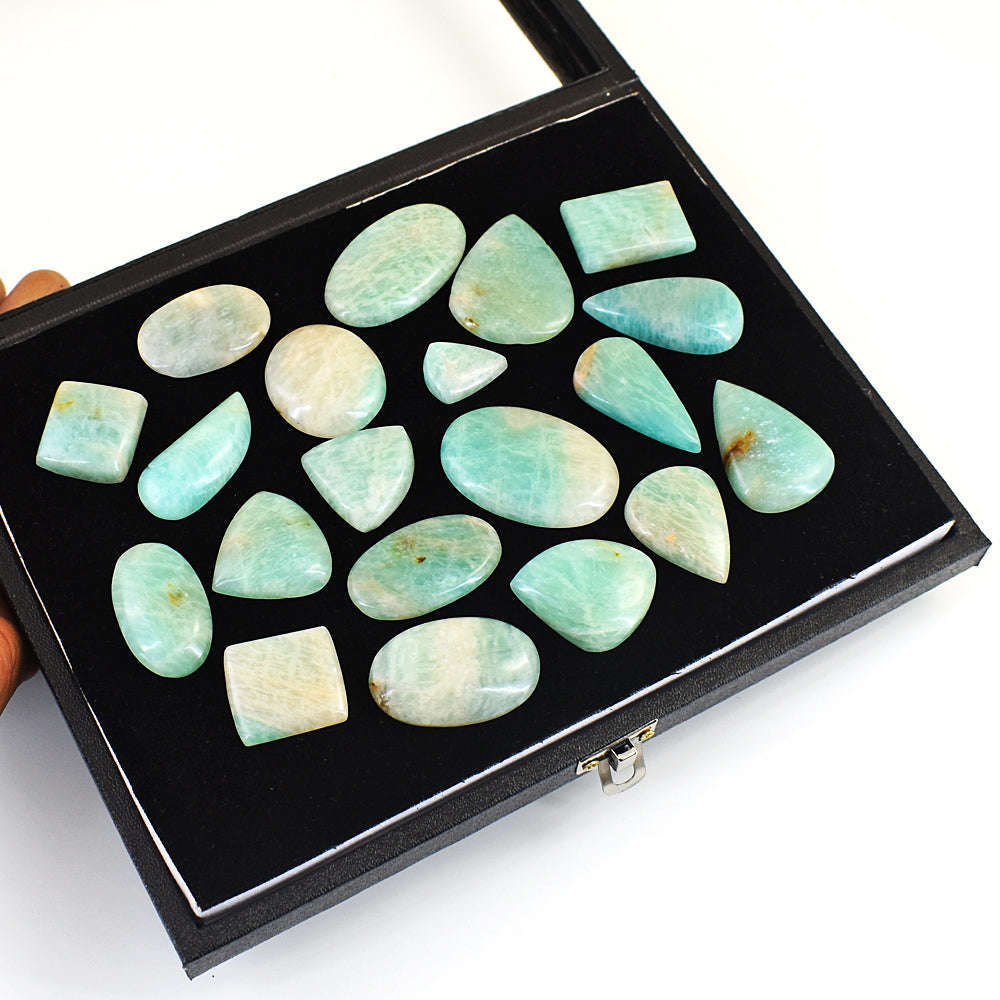 gemsmore:Amazing Amazonite Untreated Gemstone Cabochon Lot gemsmore:Amazing Amazonite Untreated Gemstone Cabochon Lot
