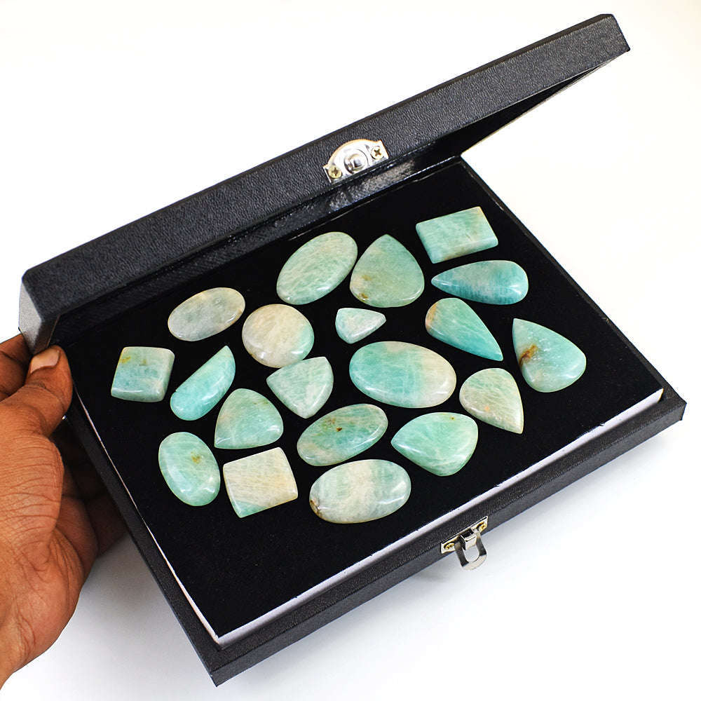 gemsmore:Amazing Amazonite Untreated Gemstone Cabochon Lot gemsmore:Amazing Amazonite Untreated Gemstone Cabochon Lot