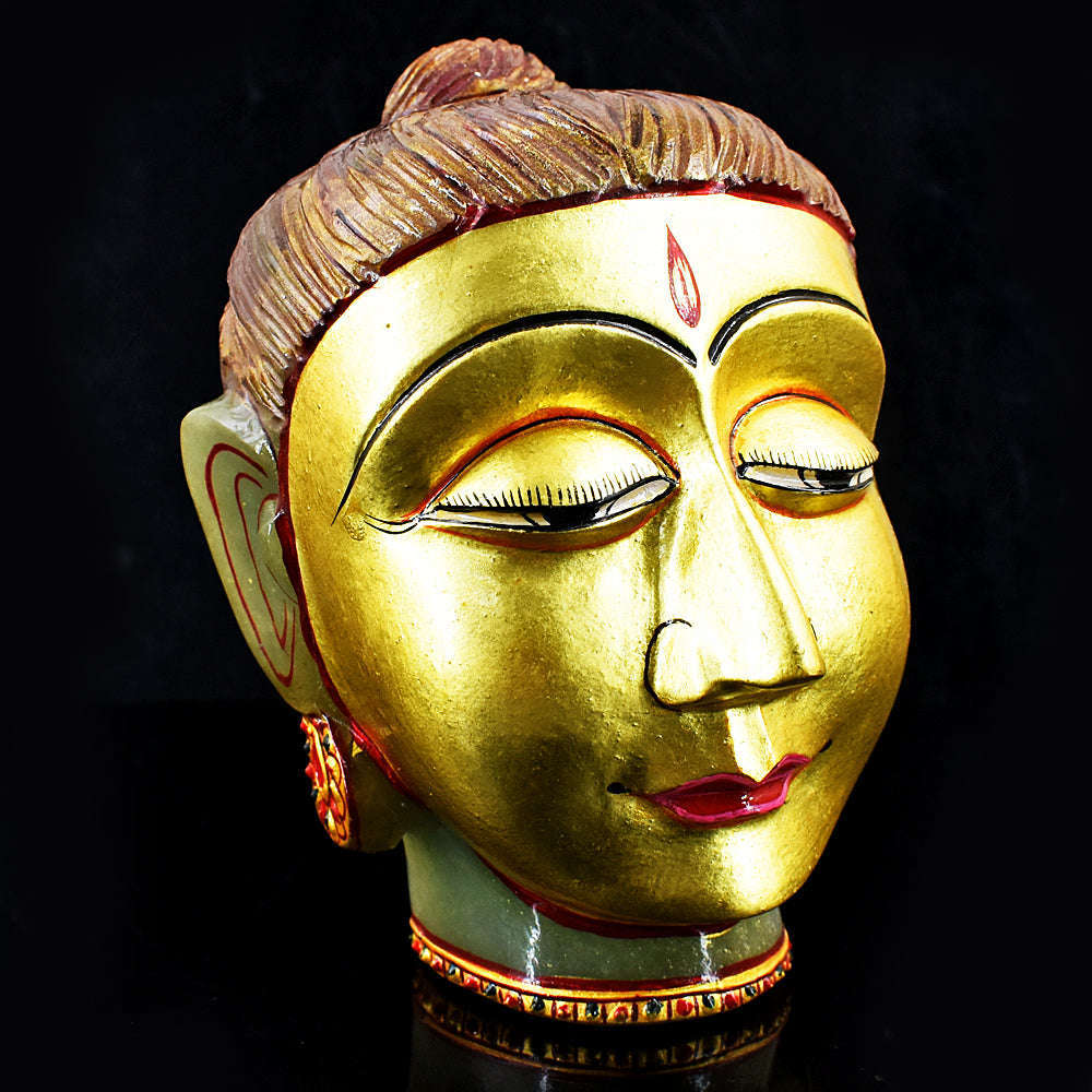 gemsmore:Amazing Aventurine Painted Enamel Work Carved Buddha Head gemsmore:Amazing Aventurine Painted Enamel Work Carved Buddha Head