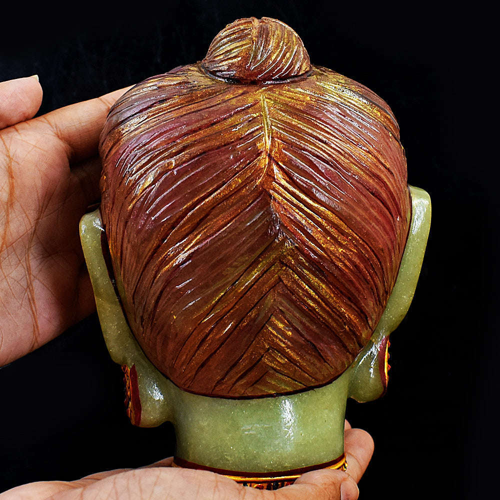 gemsmore:Amazing Aventurine Painted Enamel Work Carved Buddha Head gemsmore:Amazing Aventurine Painted Enamel Work Carved Buddha Head