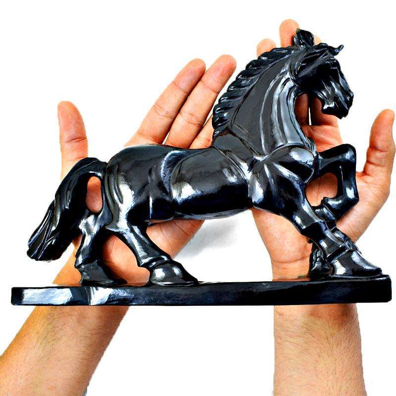 gemsmore:Amazing Black Spinel Hand Carved Horse Statue - Genuine gemsmore:Amazing Black Spinel Hand Carved Horse Statue - Genuine
