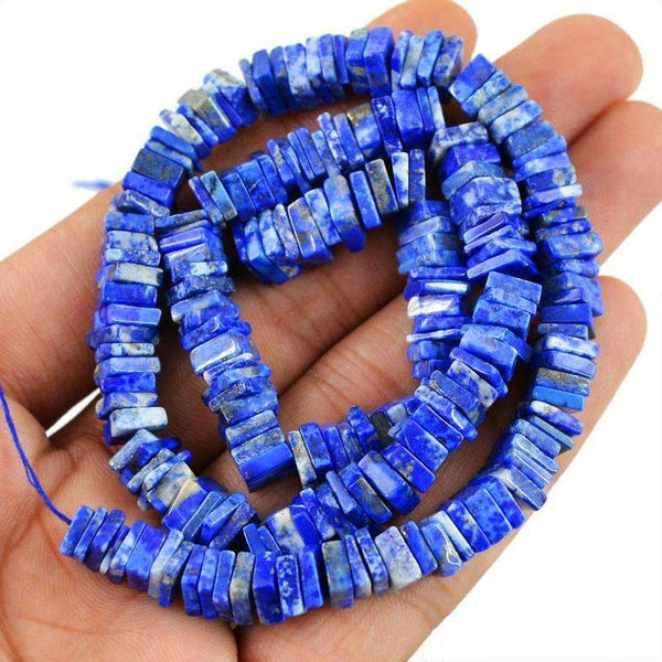 gemsmore:Amazing Blue Lapis Lazuli Beads Strand - Natural Drilled