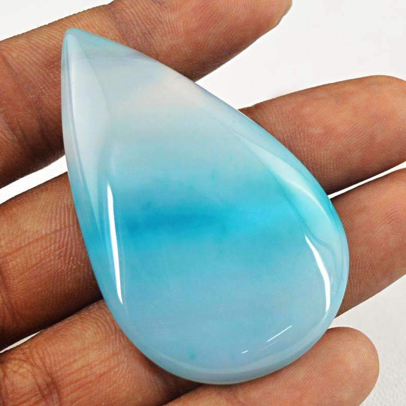 gemsmore:Amazing Blue Onyx Gemstone Natural Pear Shape gemsmore:Amazing Blue Onyx Gemstone Natural Pear Shape
