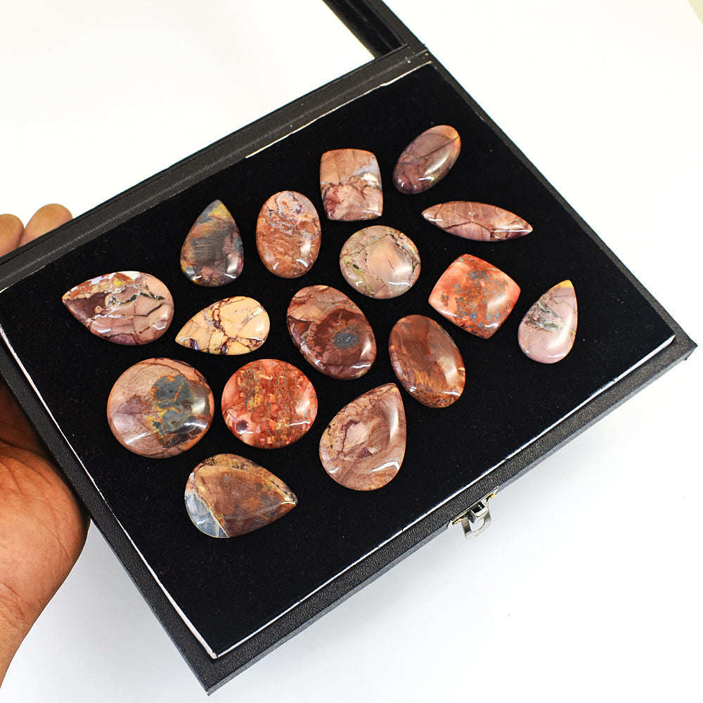 gemsmore:Amazing Butterfly Jasper  Untreated Gemstone Cabochon Lot gemsmore:Amazing Butterfly Jasper  Untreated Gemstone Cabochon Lot
