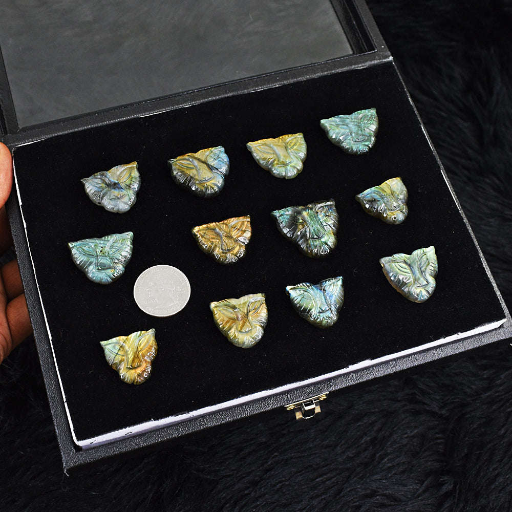 gemsmore:Amazing Flash Labradorite Untreated Carved Lion Face Gemstone Cabochon Lot gemsmore:Amazing Flash Labradorite Untreated Carved Lion Face Gemstone Cabochon Lot