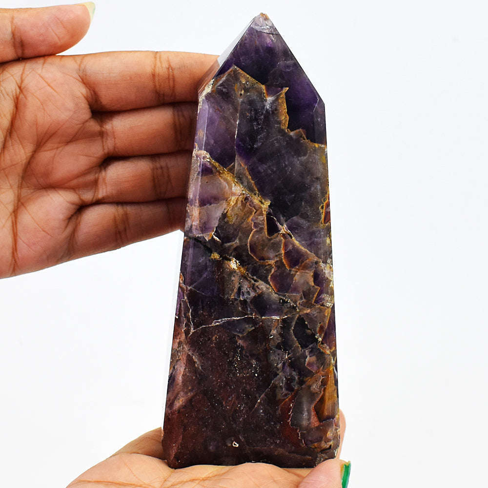 gemsmore:Amazing Genuine Chevron Amethyst Carved Healing Crystal Tower gemsmore:Amazing Genuine Chevron Amethyst Carved Healing Crystal Tower