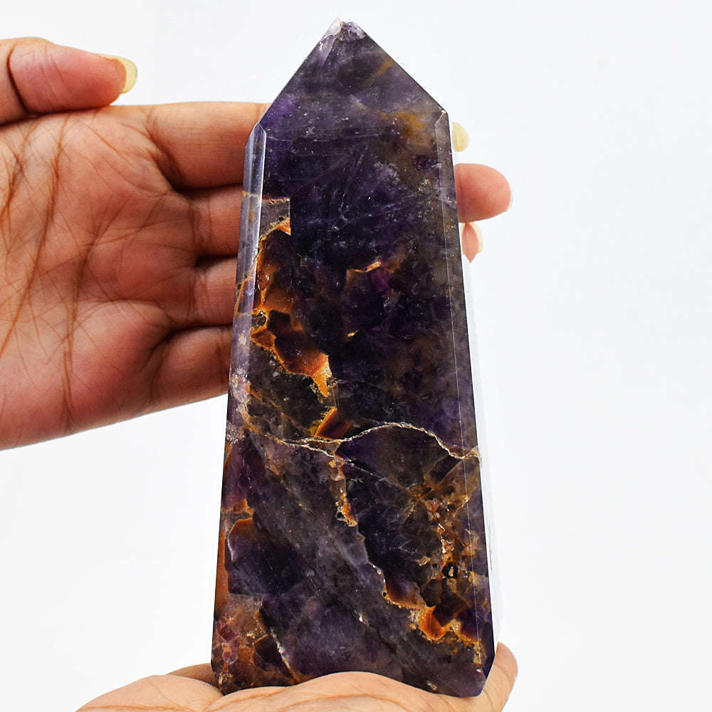 gemsmore:Amazing Genuine Chevron Amethyst Carved Healing Crystal Tower gemsmore:Amazing Genuine Chevron Amethyst Carved Healing Crystal Tower