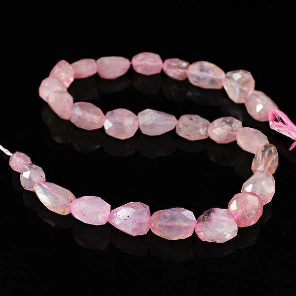 gemsmore:Amazing Genuine Faceted Pink Rose Quartz Drilled Beads Strand