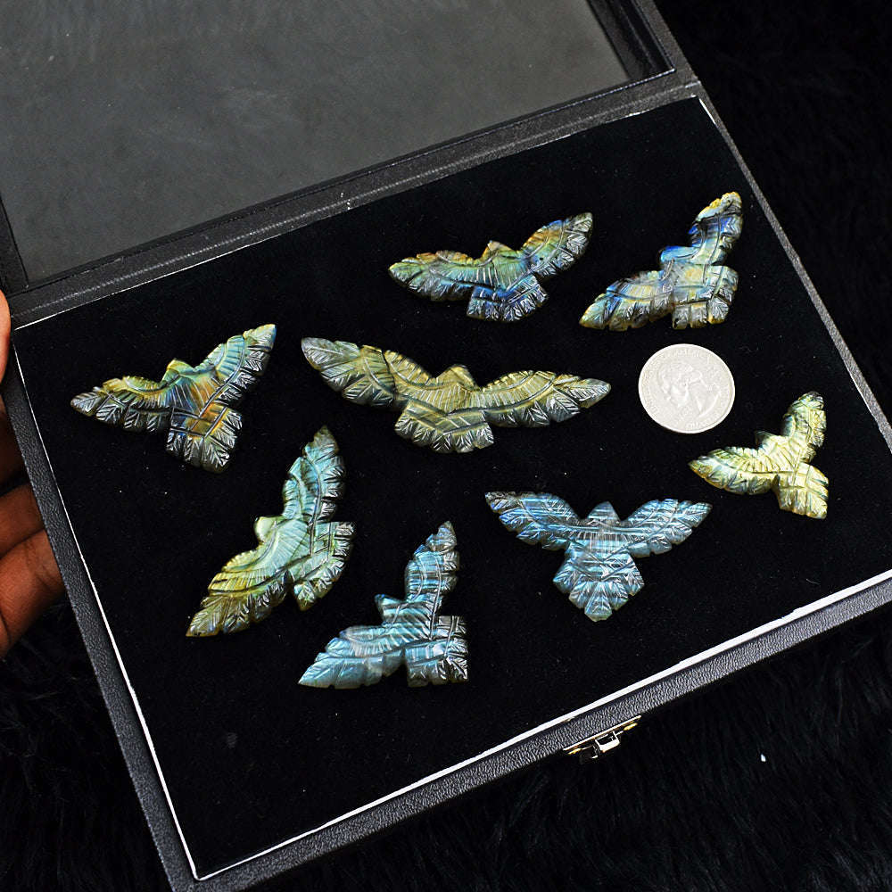 gemsmore:Amazing Golden & Blue Flash  Labradorite Untreated Eagle Cabochon Lot gemsmore:Amazing Golden & Blue Flash  Labradorite Untreated Eagle Cabochon Lot