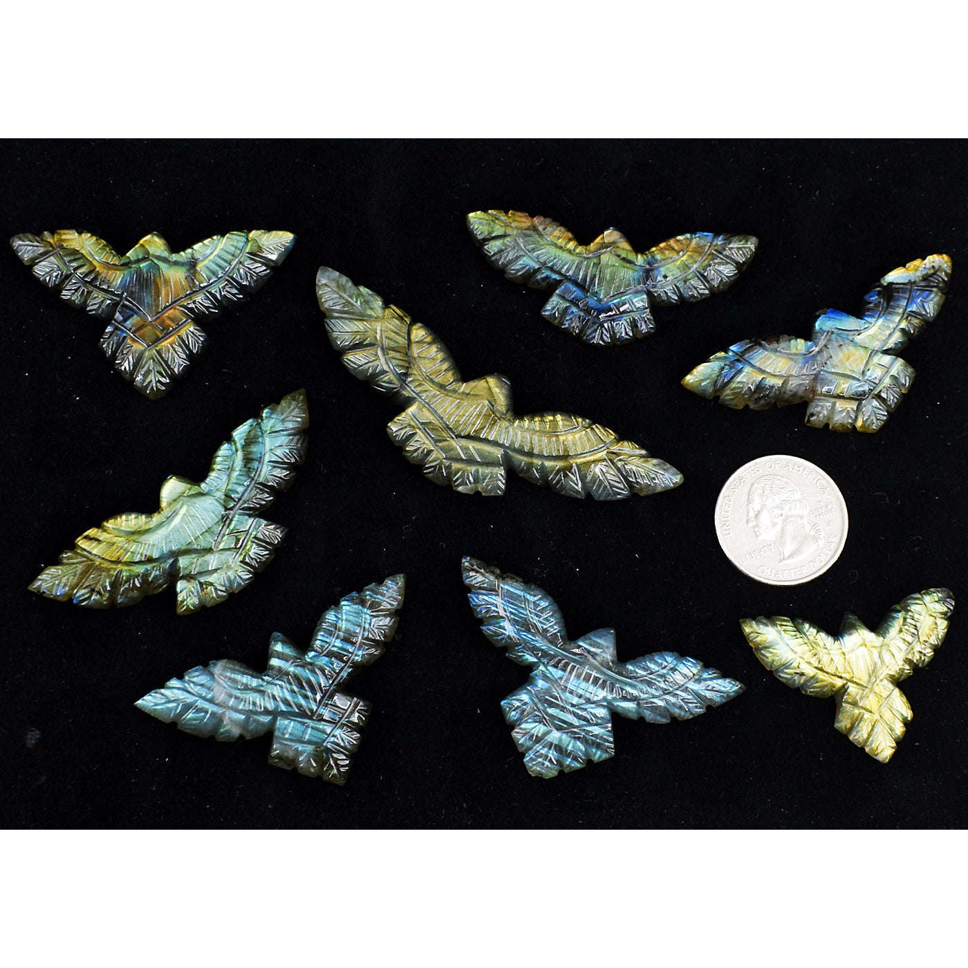 gemsmore:Amazing Golden & Blue Flash  Labradorite Untreated Eagle Cabochon Lot gemsmore:Amazing Golden & Blue Flash  Labradorite Untreated Eagle Cabochon Lot