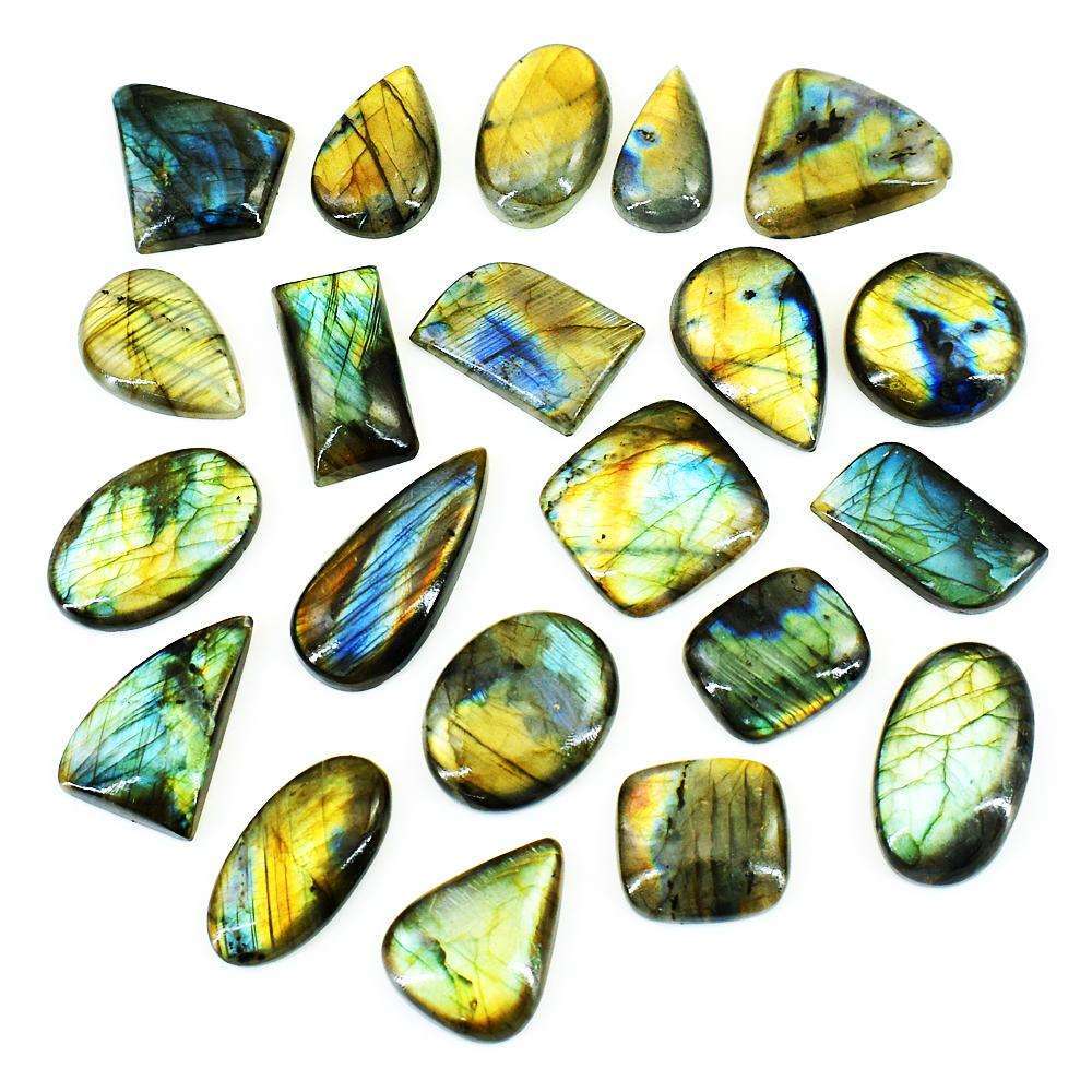 gemsmore:Amazing Golden & Blue Flash Labradorite Untreated Gemstone Cabochon Lot gemsmore:Amazing Golden & Blue Flash Labradorite Untreated Gemstone Cabochon Lot