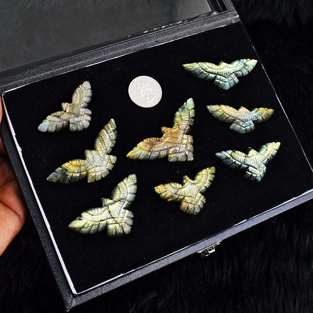 gemsmore:Amazing Golden & Orange Flash  Labradorite Untreated Eagle Cabochon Lot gemsmore:Amazing Golden & Orange Flash  Labradorite Untreated Eagle Cabochon Lot