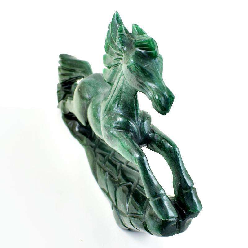 gemsmore:Amazing Green Jade Craftsman Carved Horse gemsmore:Amazing Green Jade Craftsman Carved Horse