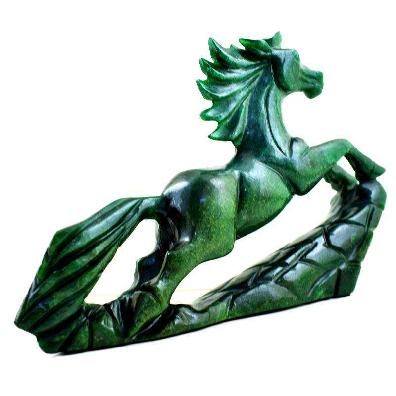 gemsmore:Amazing Green Jade Craftsman Carved Horse gemsmore:Amazing Green Jade Craftsman Carved Horse