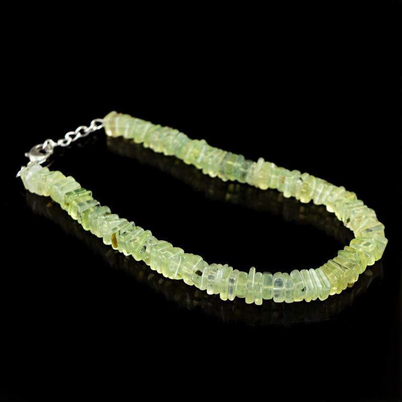 gemsmore:Amazing Green Phrenite Bracelet Natural Untreated Beads gemsmore:Amazing Green Phrenite Bracelet Natural Untreated Beads