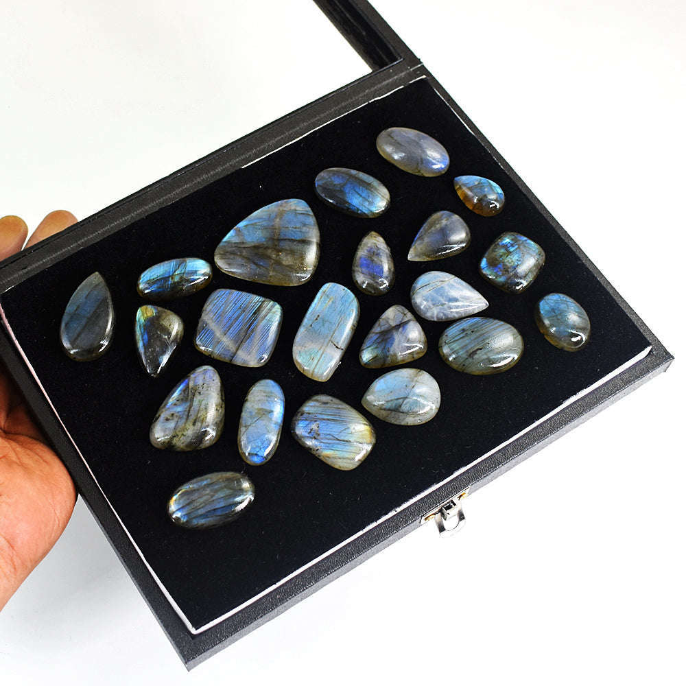 gemsmore:Amazing Labradorite  Untreated Gemstone Cabochon Lot gemsmore:Amazing Labradorite  Untreated Gemstone Cabochon Lot