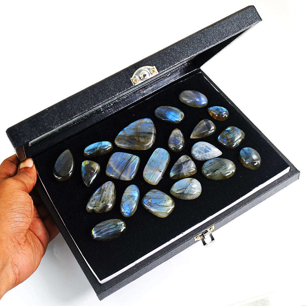 gemsmore:Amazing Labradorite  Untreated Gemstone Cabochon Lot gemsmore:Amazing Labradorite  Untreated Gemstone Cabochon Lot