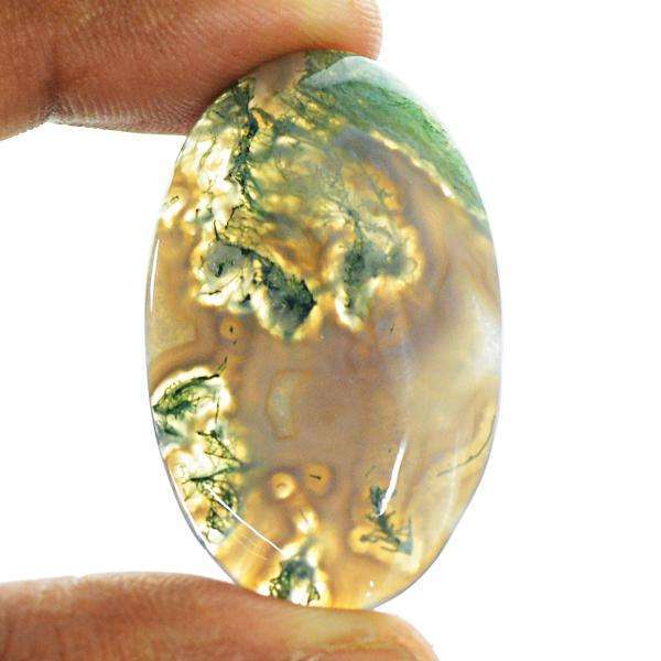gemsmore:Amazing Moss Agate Oval shape Untreated Loose Gemstone
