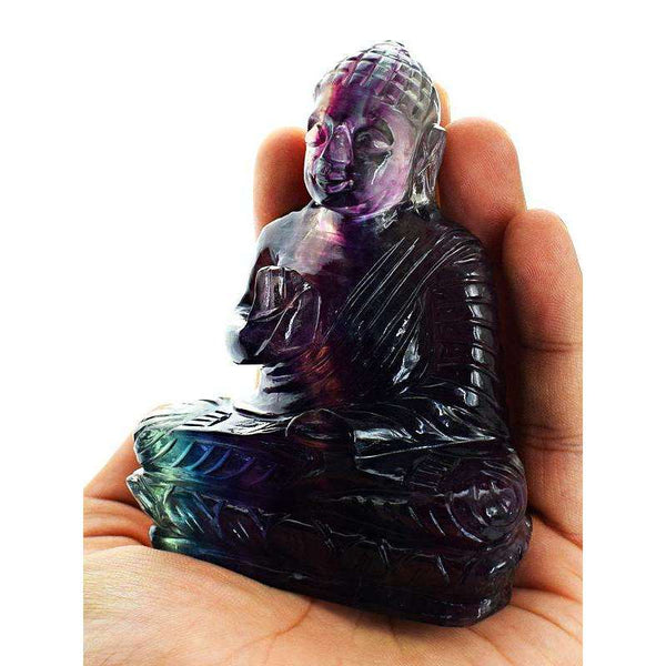 gemsmore:Amazing Multicolor Fluorite Hand Carved Lord Buddha Idol