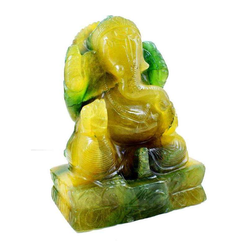 gemsmore:Amazing Multicolor Fluorite Hand Carved Lord Ganesha Idol gemsmore:Amazing Multicolor Fluorite Hand Carved Lord Ganesha Idol