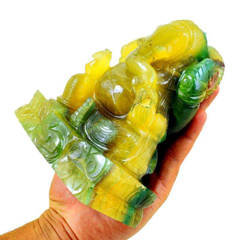gemsmore:Amazing Multicolor Fluorite Hand Carved Lord Ganesha Idol gemsmore:Amazing Multicolor Fluorite Hand Carved Lord Ganesha Idol