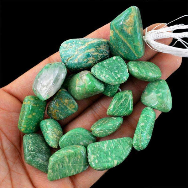 gemsmore:Amazing Natural Amazonite Beads Strand - Drilled