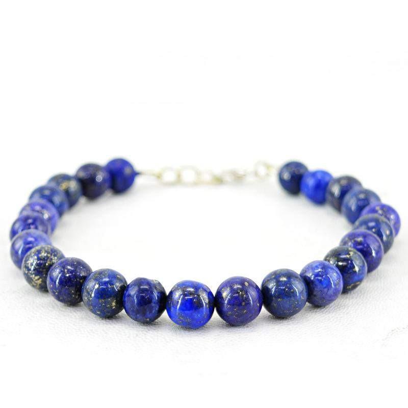 gemsmore:Amazing Natural Blue Lapis Lazuli Bracelet Round Shape Beads gemsmore:Amazing Natural Blue Lapis Lazuli Bracelet Round Shape Beads
