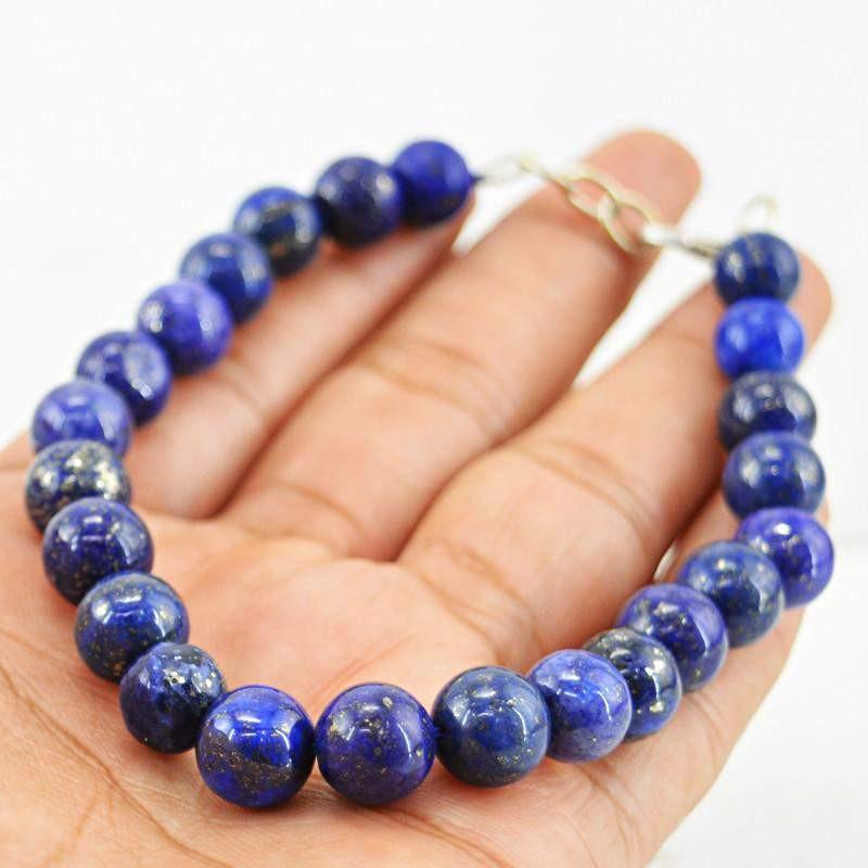gemsmore:Amazing Natural Blue Lapis Lazuli Bracelet Round Shape Beads gemsmore:Amazing Natural Blue Lapis Lazuli Bracelet Round Shape Beads